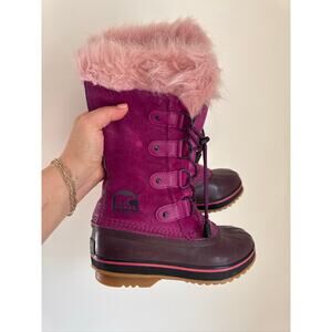 SOREL Youth Joan of Arctic Waterproof Faux Fur Winter Boots - Pink, US 2